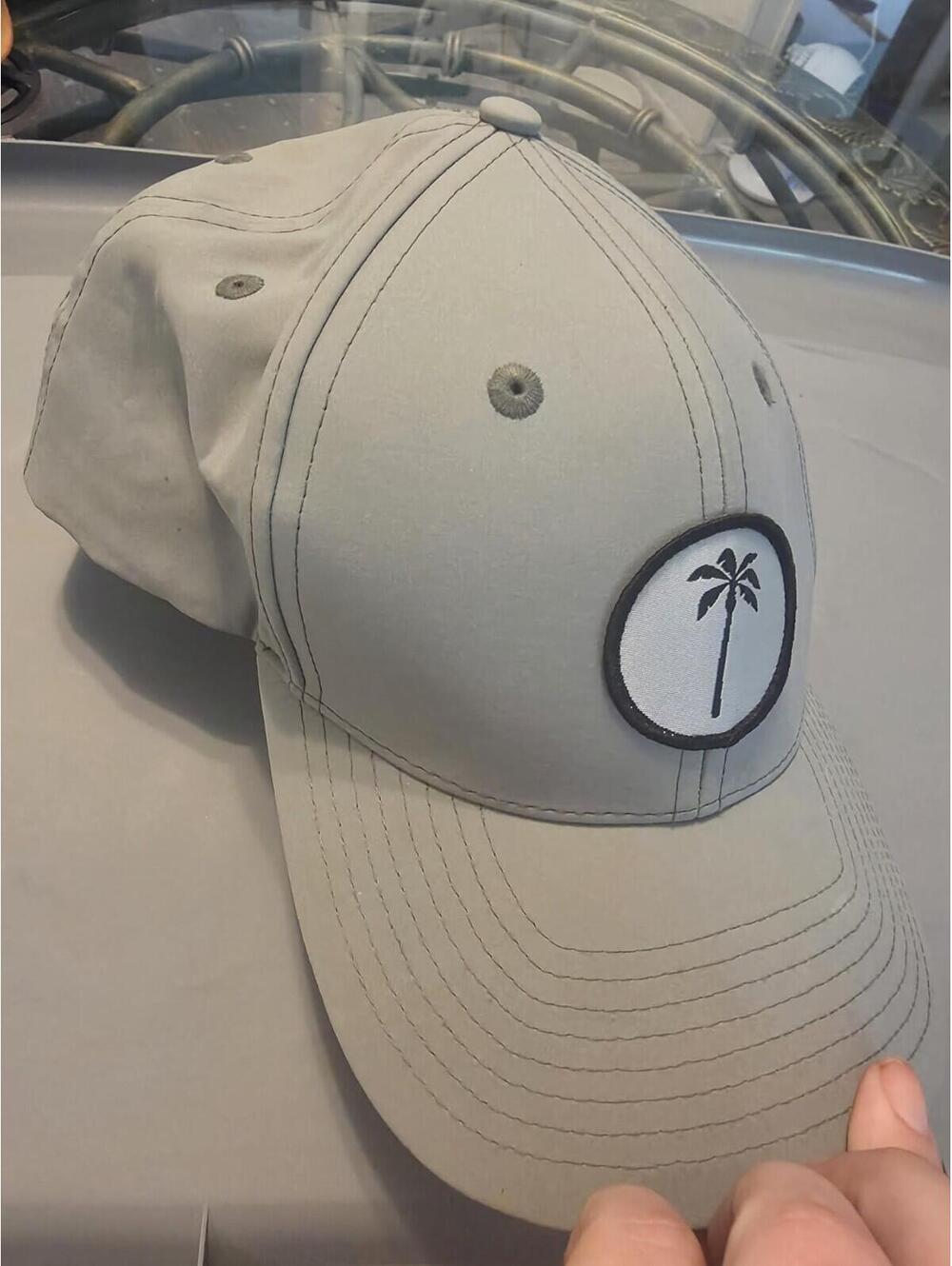 Palm. Beige Baseball Cap with Palm Tree Patch